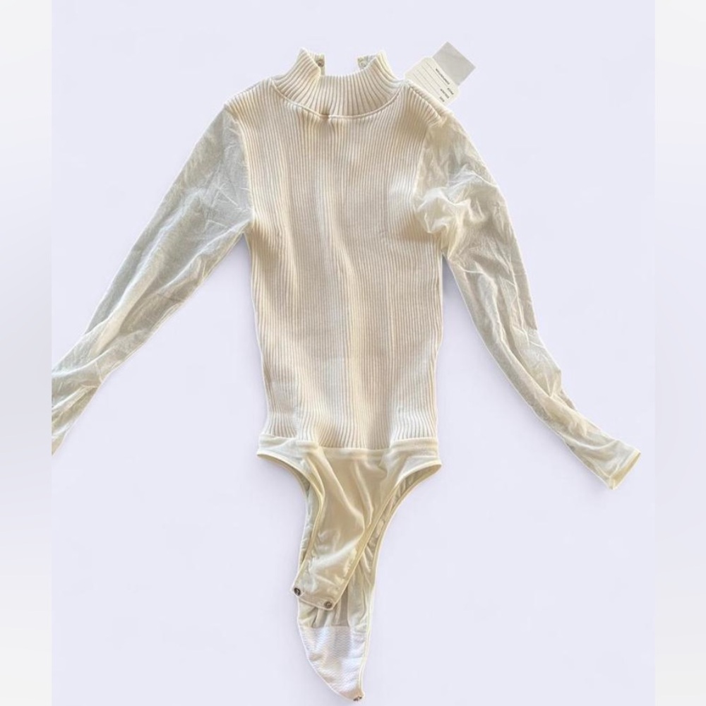 Made in Italy Cosabella NWT vintage Long Sleeve Bodysuit with sheer sleeves
